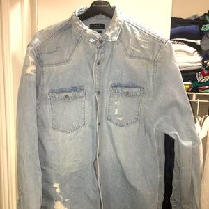 Zara Ripped denim shirt SZ L